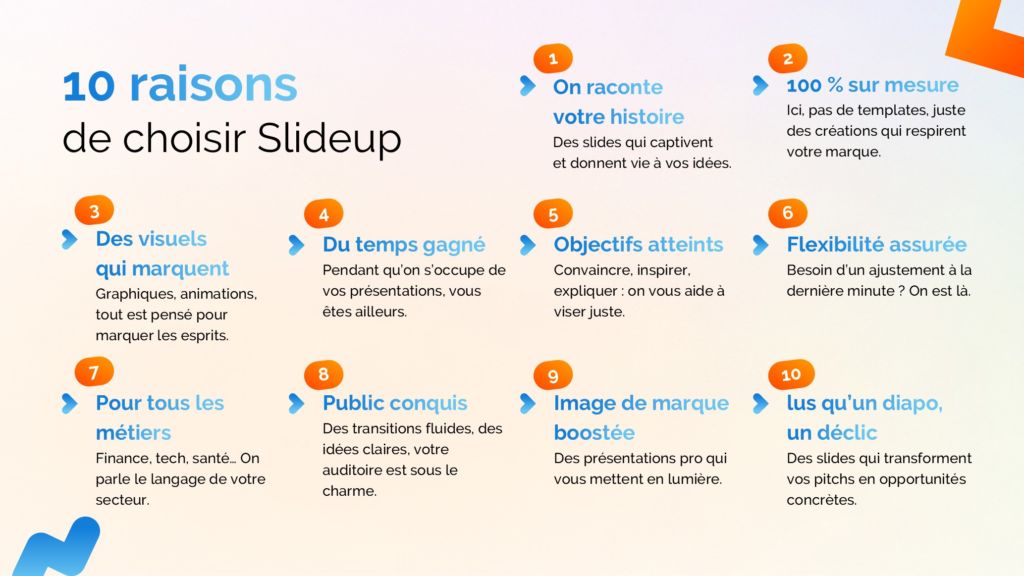 10 raisons de choisir Slideup